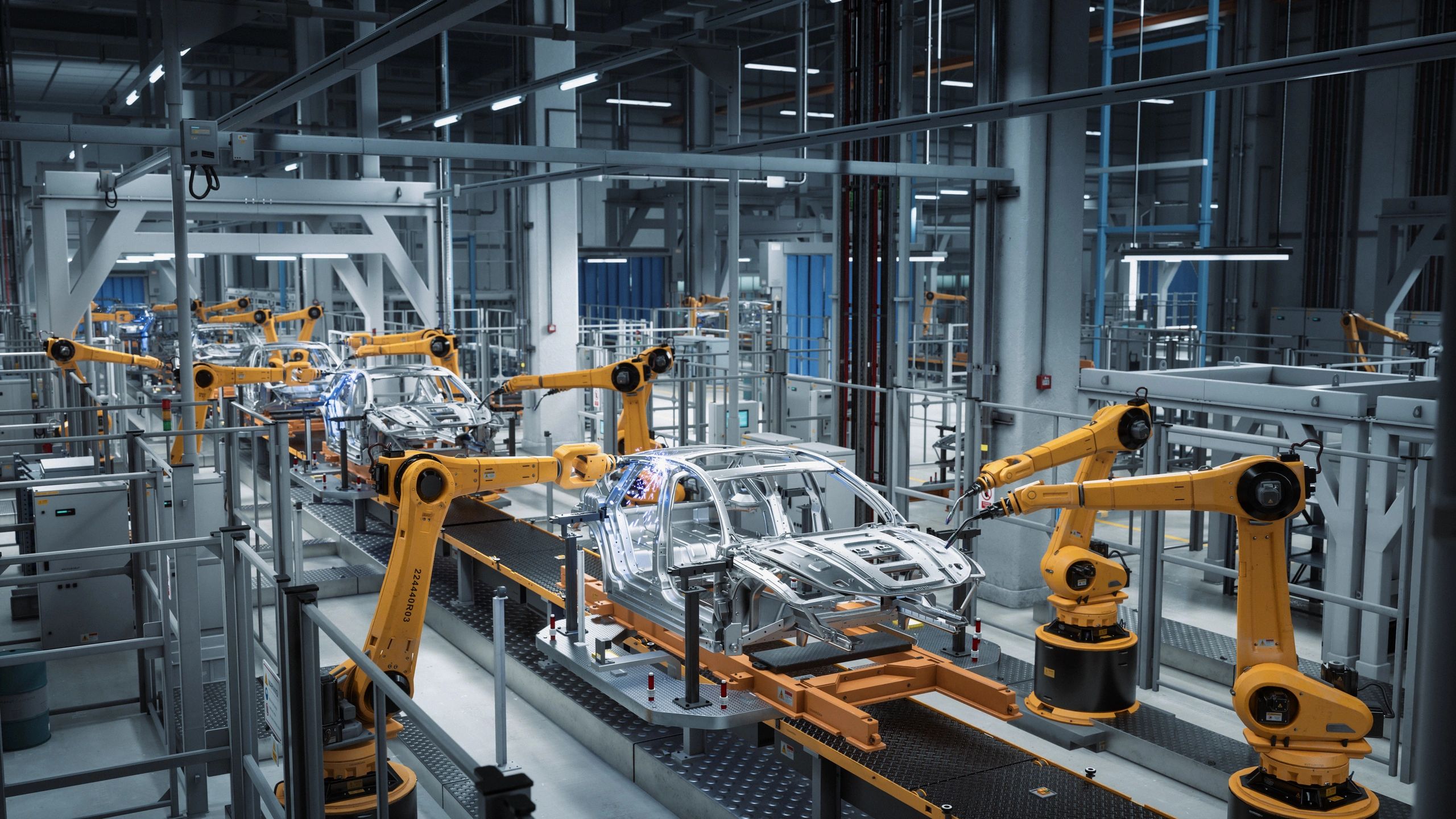 Robotic packaging line representing automated secondary packaging